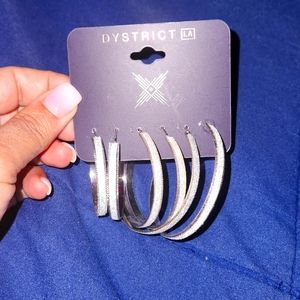 NIB set of 3 silver hoop earrings